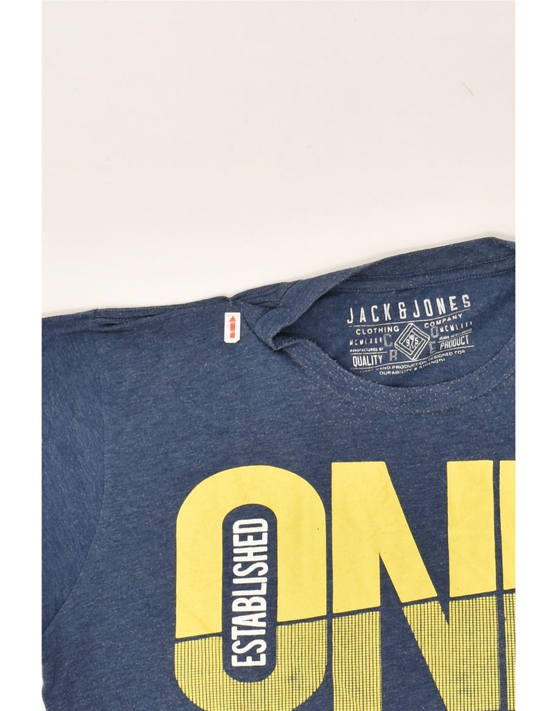 JACK & JONES Mens Graphic T-Shirt Top Large Navy Blue Cotton | Vintage Jack & Jones | Thrift | Second-Hand Jack & Jones | Used Clothing | Messina Hembry 