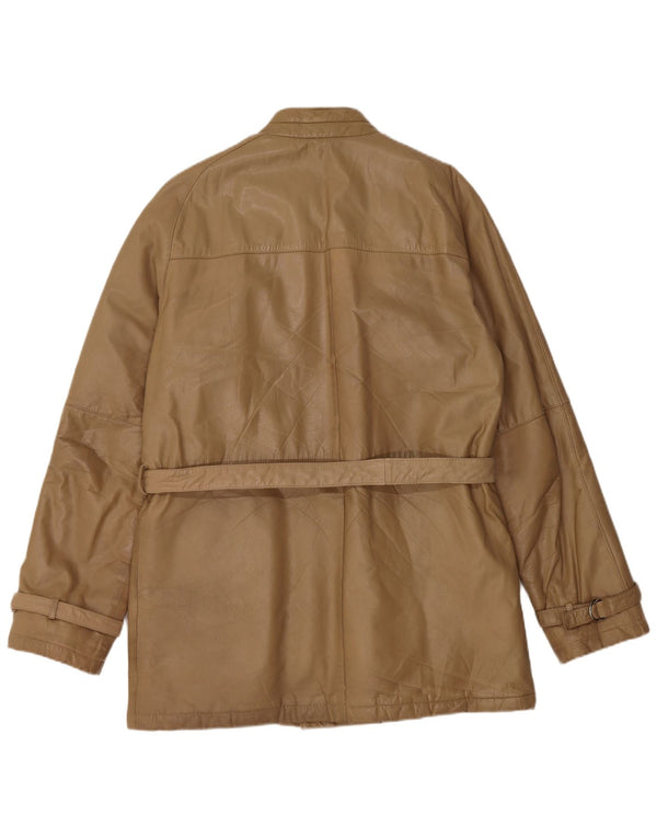 Vintage Mens Leather Jacket IT 48 Medium Beige Leather