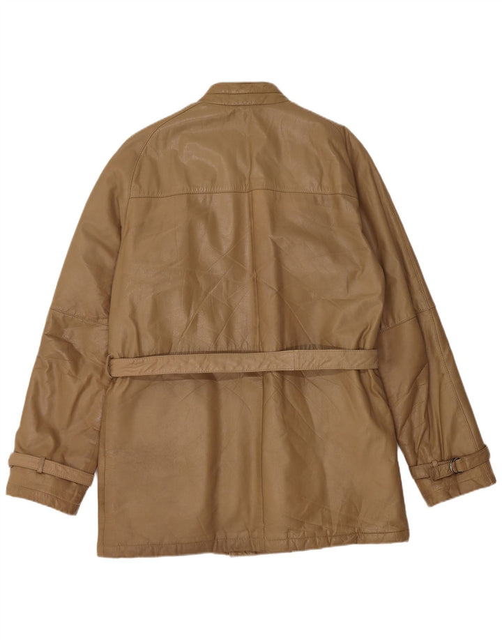 Vintage Mens Leather Jacket IT 48 Medium Beige Leather