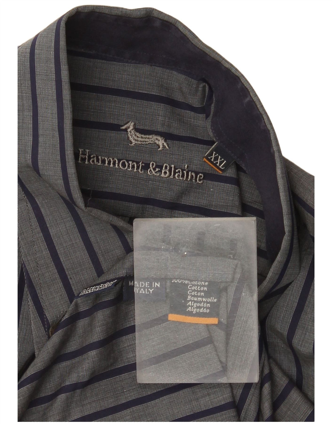 Harmont & Blaine Mens Shirt 2XL Grey Striped Cotton