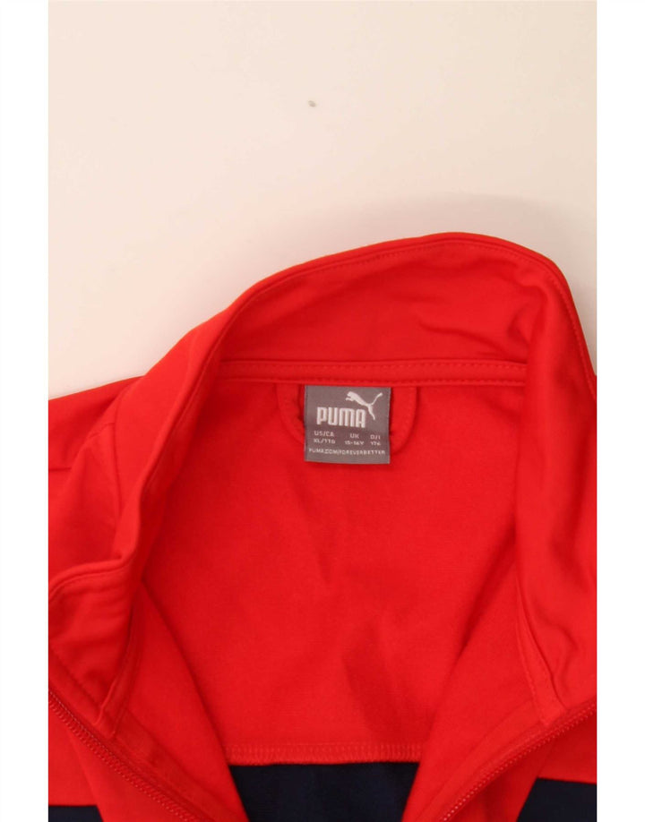 Puma Boys Tracksuit Top Jacket 15-16 Years Red Colourblock