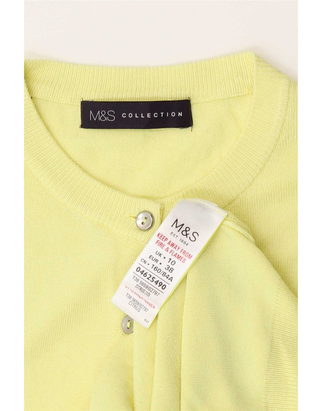Marks & Spencer Womens Cardigan Sweater UK 10 Small  Yellow Viscose