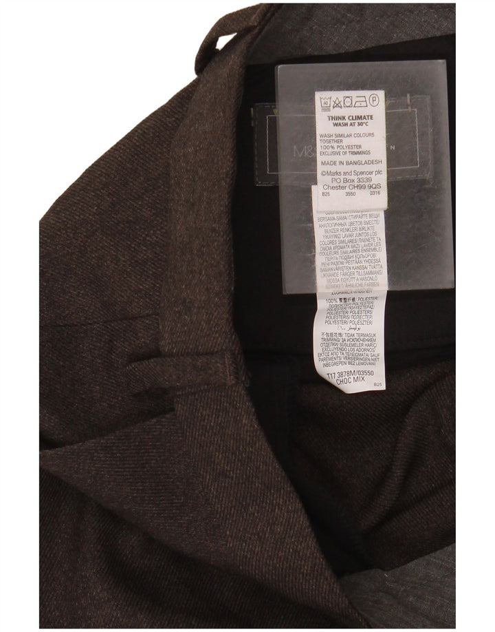Marks & Spencer Mens Regular Fit Suit Trousers W44 L33 Brown Polyester