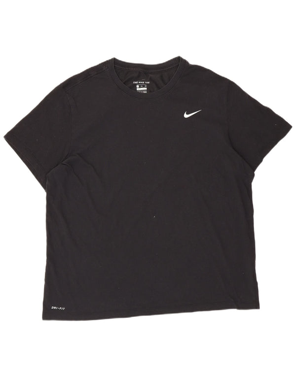 NIKE Mens Dri Fit T-Shirt Top 2XL Black Cotton