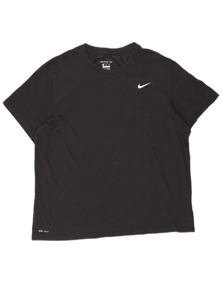 NIKE Mens Dri Fit T-Shirt Top 2XL Black Cotton