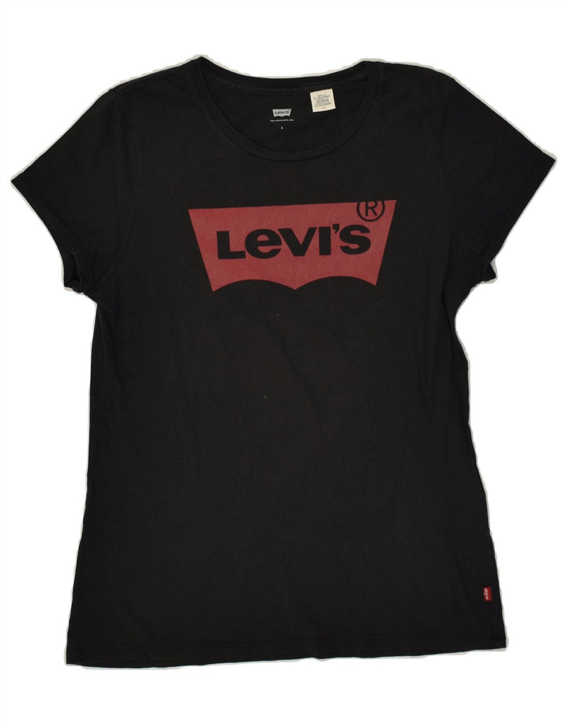 LEVI'S Womens Graphic T-Shirt Top UK 14 Large Black Cotton | Vintage Levi's | Thrift | Second-Hand Levi's | Used Clothing | Messina Hembry 