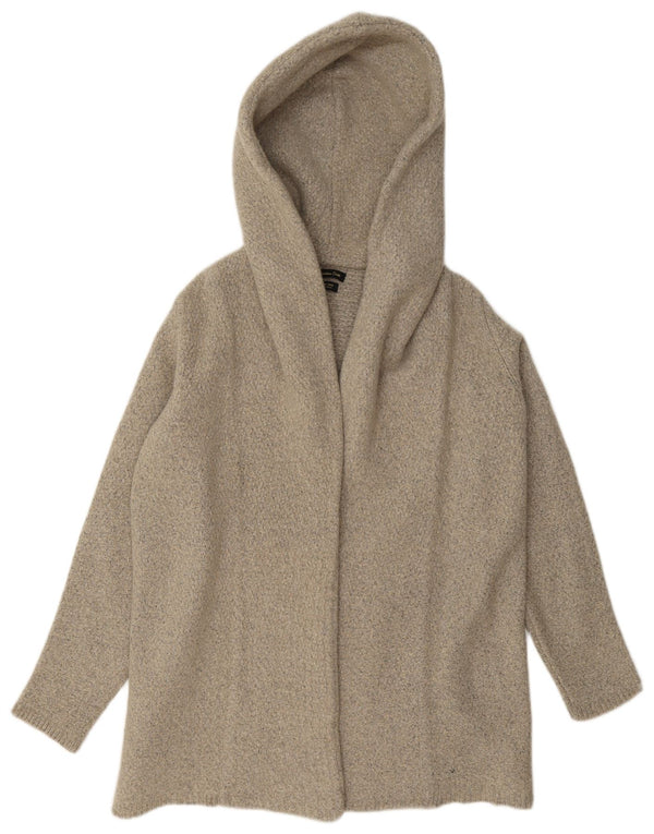 Massimo Dutti Womens Hooded Open Cardigan Sweater UK 14 Large Beige