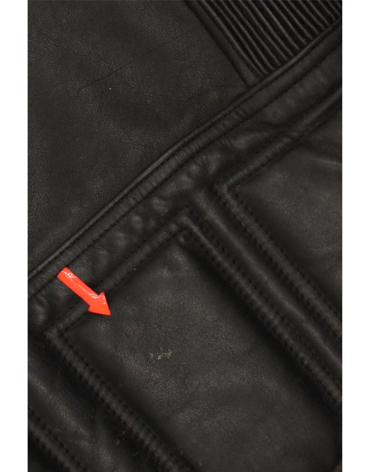 Vintage Mens Motorcycle Leather Biker Jacket UK 36 Small Black Leather