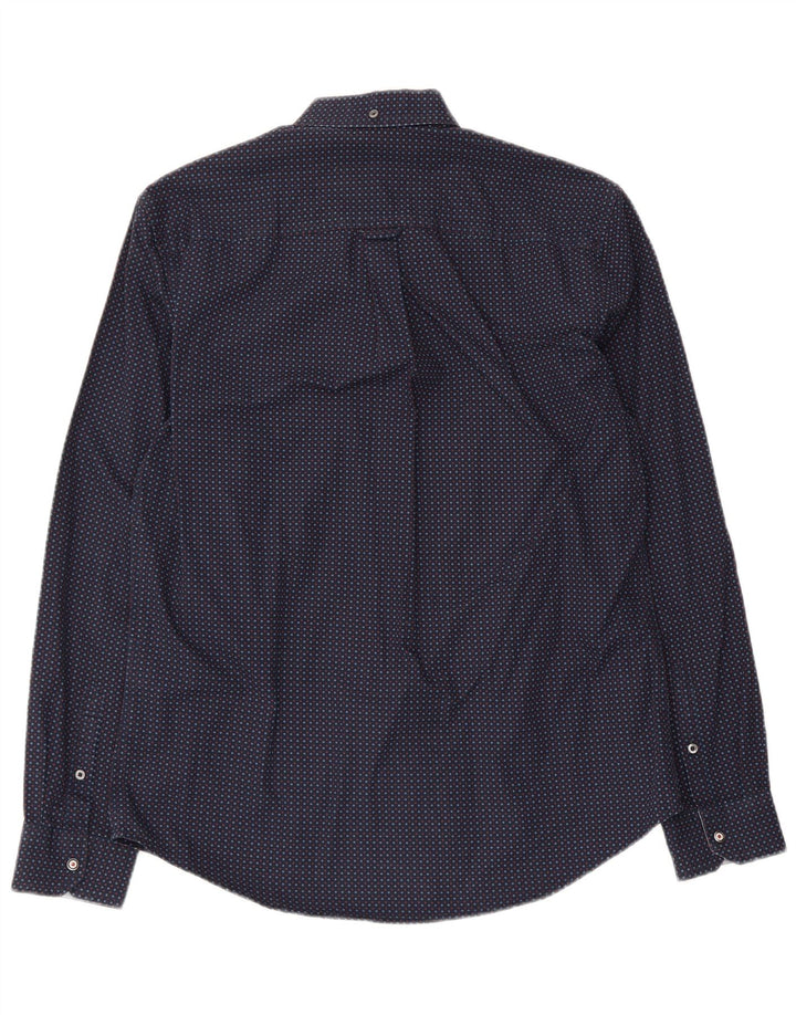 Ben Sherman Mens Shirt Medium Navy Blue Spotted Cotton