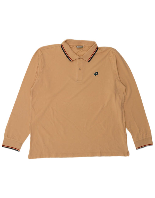 Lotto Mens Long Sleeve Polo Shirt UK 46/48 3XL Beige Cotton