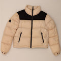 SUPERDRY Womens Oversized Crop Padded Jacket UK 8 Small Beige Colourblock Vintage Superdry and Second-Hand Superdry from Messina Hembry 