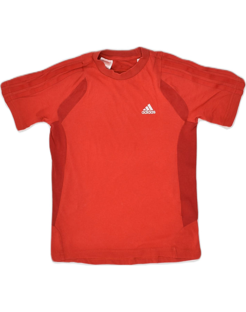 ADIDAS Boys Climalite T-Shirt Top 7-8 Years Red Colourblock Cotton | Vintage Adidas | Thrift | Second-Hand Adidas | Used Clothing | Messina Hembry 