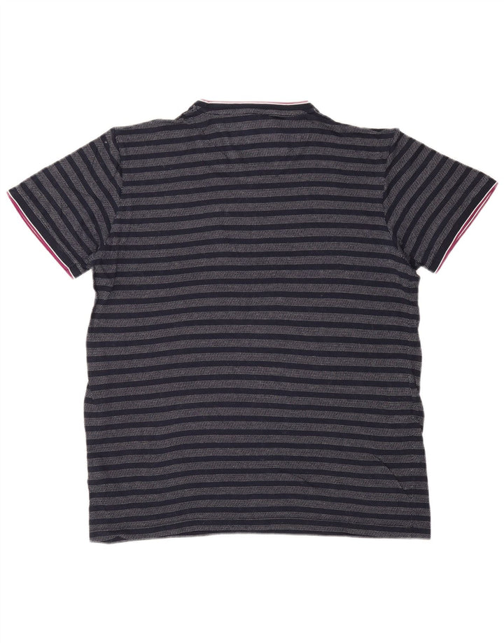 Ted Baker Mens T-Shirt Top Size 3 Medium Navy Blue Striped Cotton