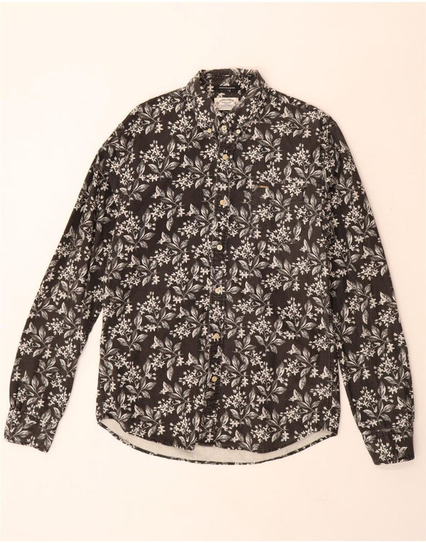 SCOTCH & SODA Mens Shirt Large Black Floral Cotton Hawaiian
