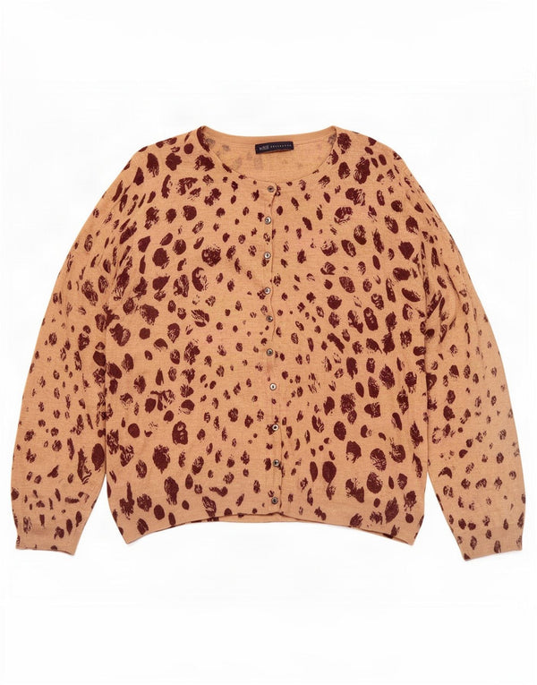 Marks & Spencer Womens Cardigan Sweater UK 22 3XL Beige Animal Print