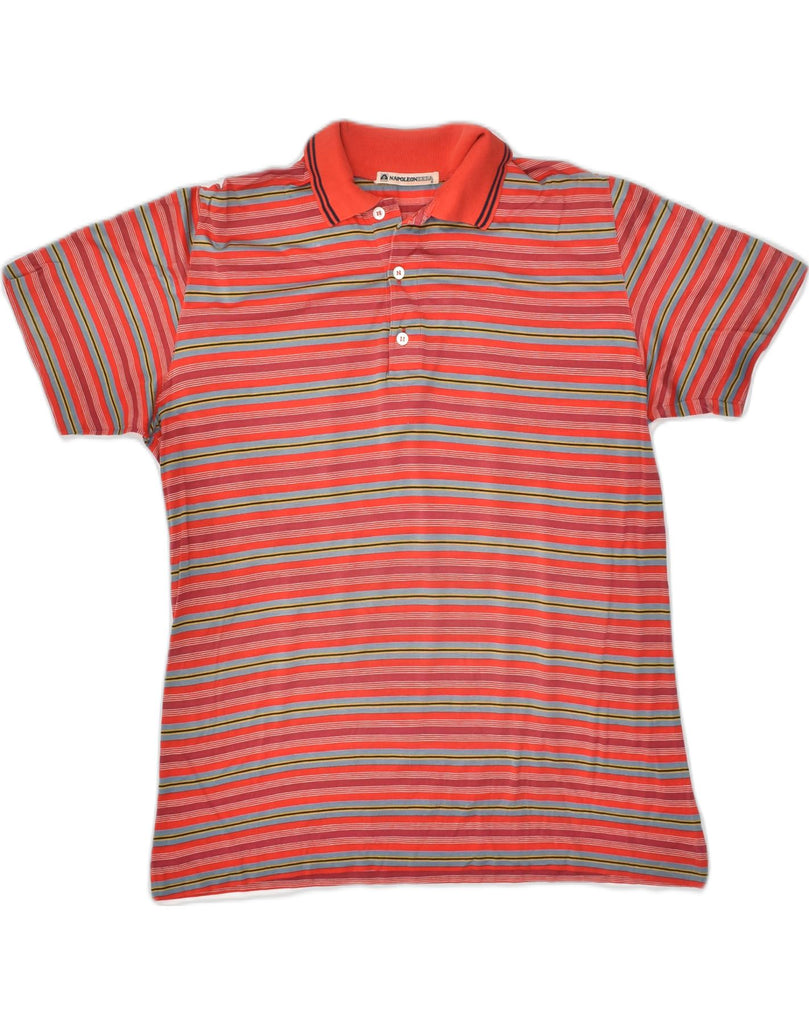 VINTAGE Mens Polo Shirt Small Red Striped Cotton | Vintage Vintage | Thrift | Second-Hand Vintage | Used Clothing | Messina Hembry 