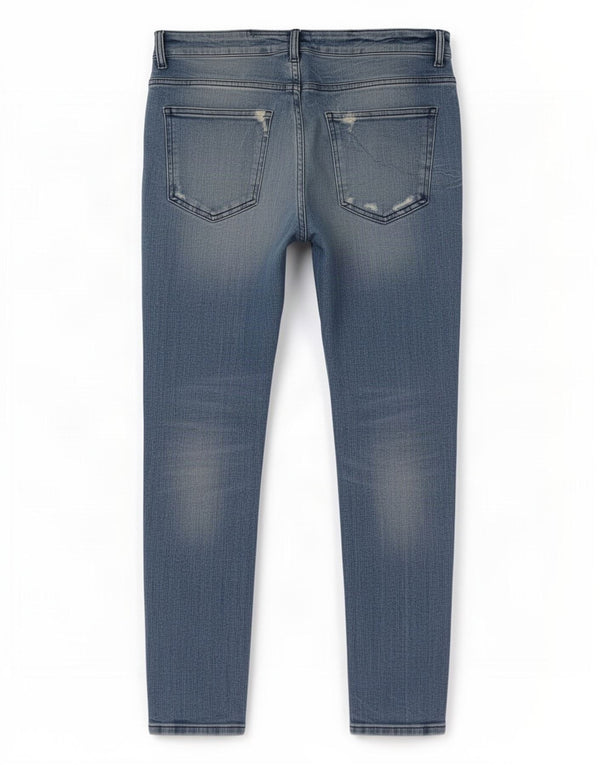 Zara Mens Distressed Skinny Jeans EU 44 Large W34 L28 Blue