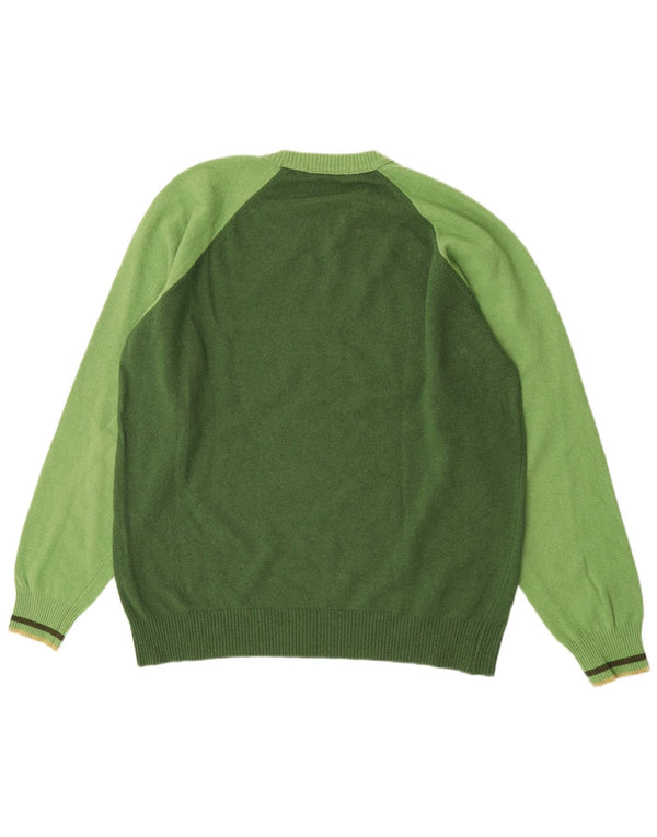 Catbalou Mens Crew Neck Jumper Sweater Large Green Striped Wool