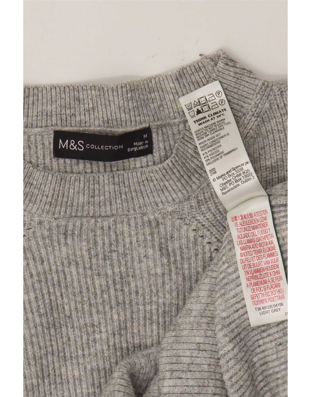 Marks & Spencer Womens Crew Neck Jumper Sweater UK 12 Medium Grey Flecked