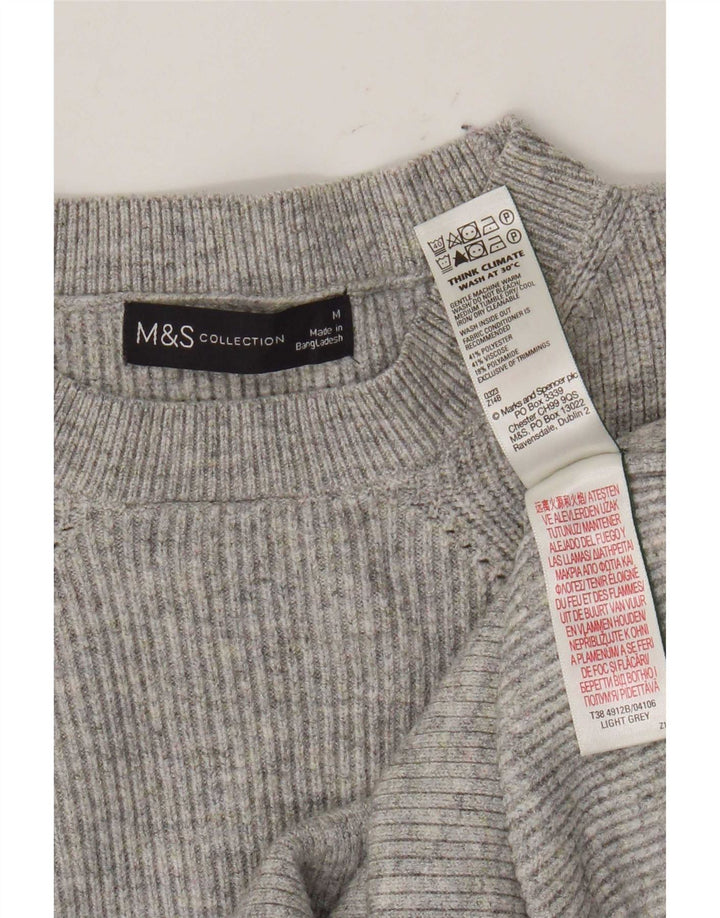 Marks & Spencer Womens Crew Neck Jumper Sweater UK 12 Medium Grey Flecked