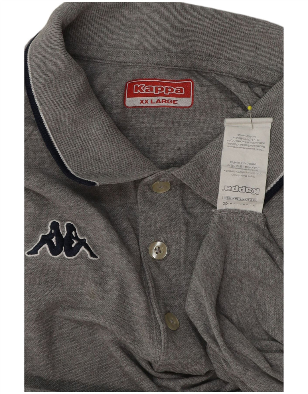 Kappa Mens Polo Shirt 2XL Grey Cotton