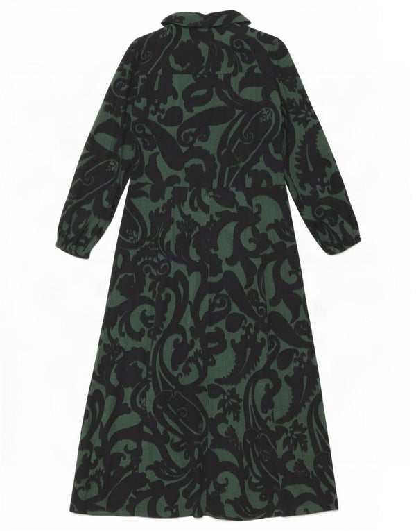 Zara Womens Long Sleeve Maxi Dress UK 10 Small Green Paisley