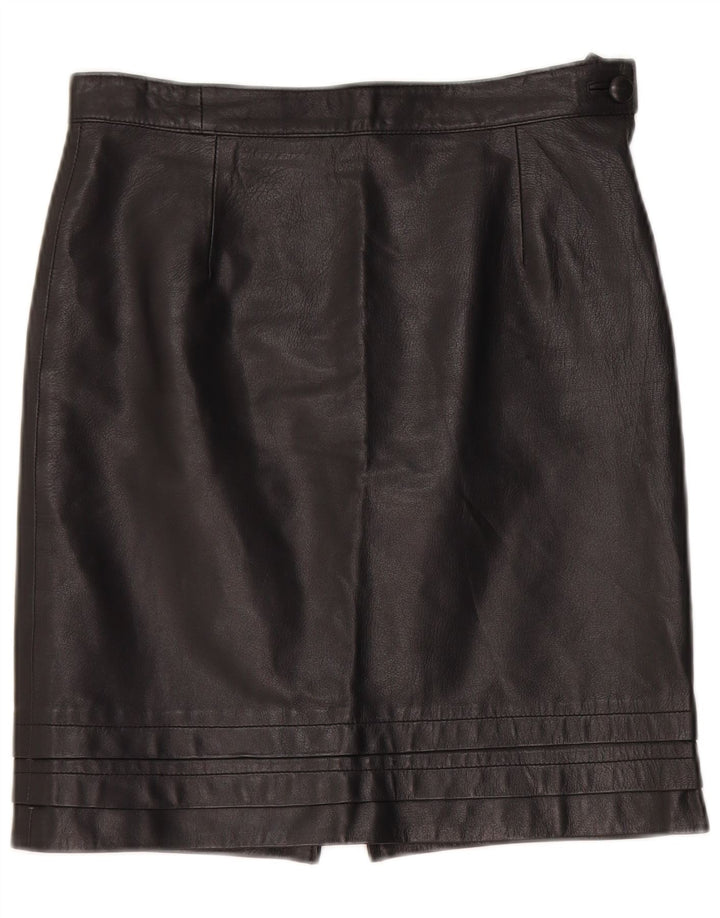 Vintage Womens Leather Skirt W28 Medium Black