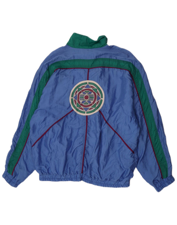 HEAD Mens Graphic Tracksuit Top Jacket 2XL Blue Colourblock Retro