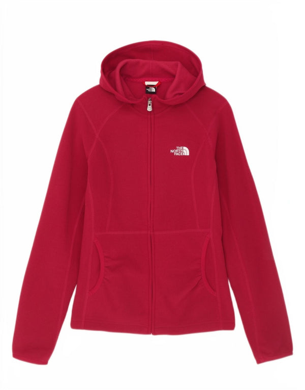 The North Face Womens Fleece Zip Hoodie Sweater UK 6 XS Burgundy Sports