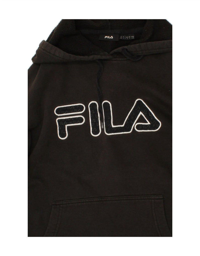 FILA Mens Graphic Hoodie Jumper Large Black Cotton Vintage Fila and Second-Hand Fila from Messina Hembry 