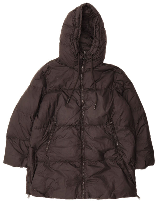 Zara Womens Hooded Oversized Padded Coat UK 10 Small Black Polyamide