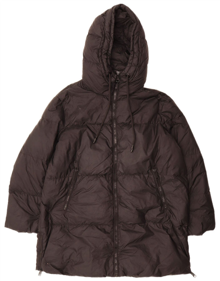 Zara Womens Hooded Oversized Padded Coat UK 10 Small Black Polyamide