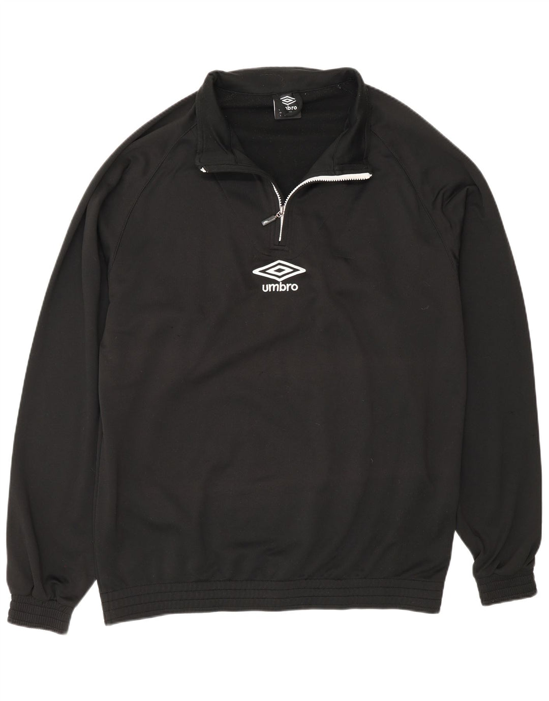 Umbro Mens Zip Neck Pullover Tracksuit Top Large Black Polyester
