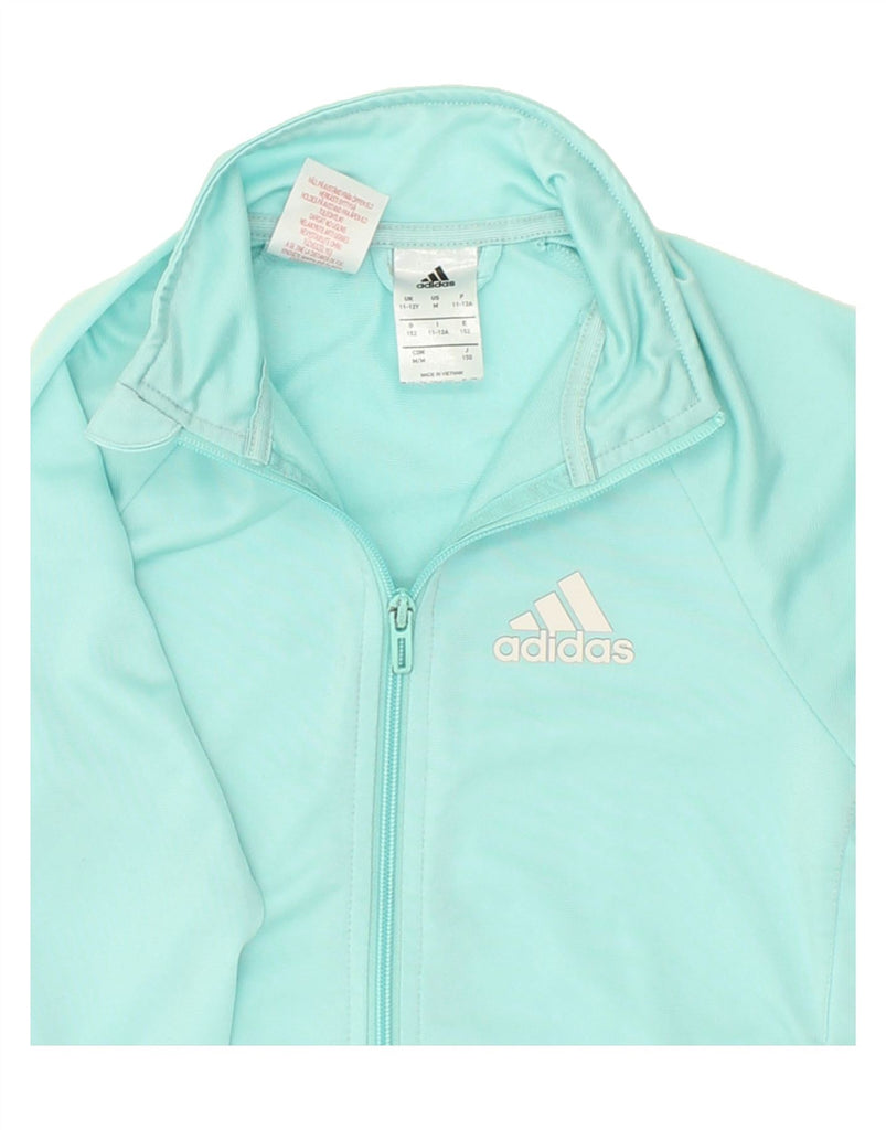 ADIDAS Girls Tracksuit Top Jacket 11-12 Years Turquoise Polyester | Vintage Adidas | Thrift | Second-Hand Adidas | Used Clothing | Messina Hembry 