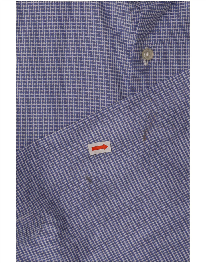 FAY Mens Shirt Size 42 16 1/2 Large Blue Spotted Cotton
