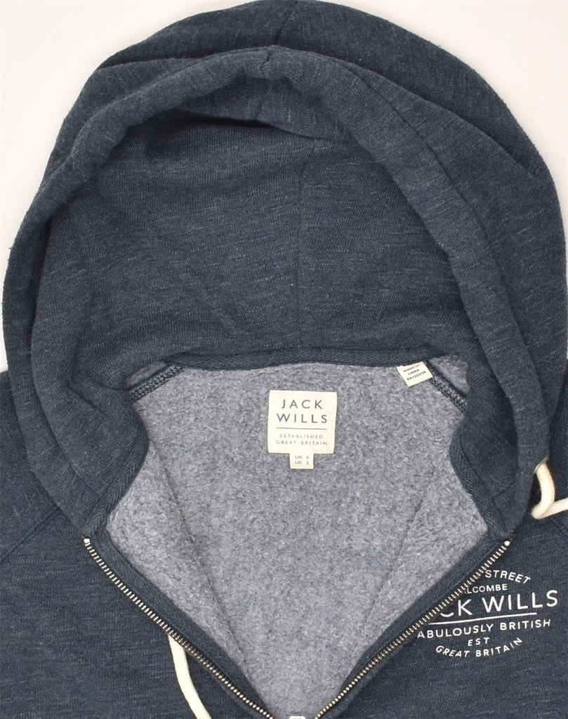 JACK WILLS Womens Zip Hoodie Sweater UK 6 XS Navy Blue Polyester | Vintage Jack Wills | Thrift | Second-Hand Jack Wills | Used Clothing | Messina Hembry 