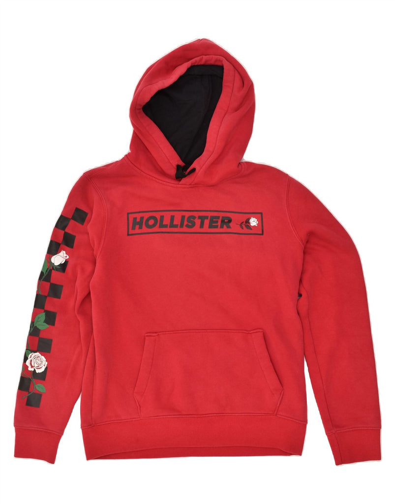 HOLLISTER Womens Graphic Hoodie Jumper UK 14  Medium Red Cotton | Vintage Hollister | Thrift | Second-Hand Hollister | Used Clothing | Messina Hembry 