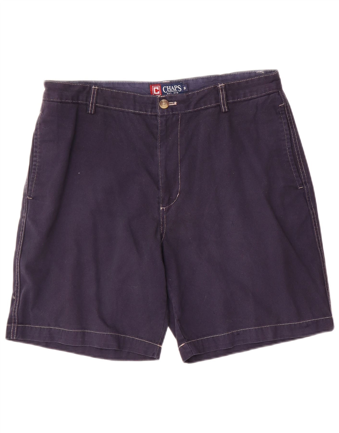 Chaps Mens Chino Shorts Large W34 Navy Blue Cotton
