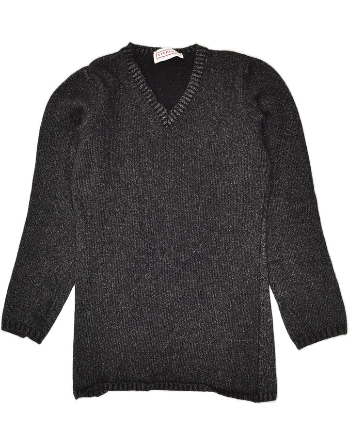 STEFANEL Womens V-Neck Jumper Sweater UK 10 Small Black Wool | Vintage Stefanel | Thrift | Second-Hand Stefanel | Used Clothing | Messina Hembry 