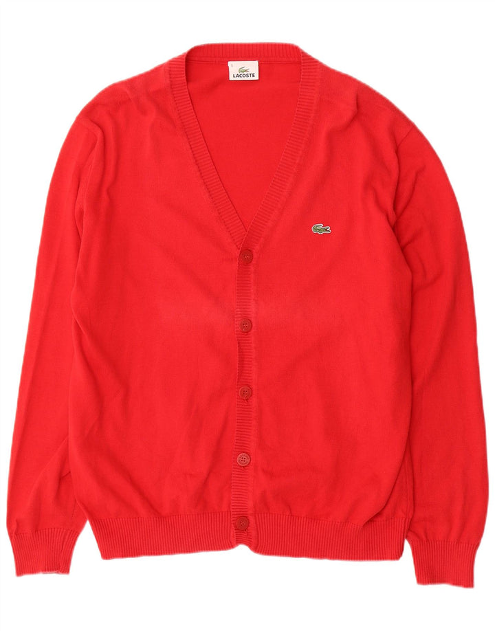 Lacoste Mens Cardigan Sweater Size 5 Large Red Cotton