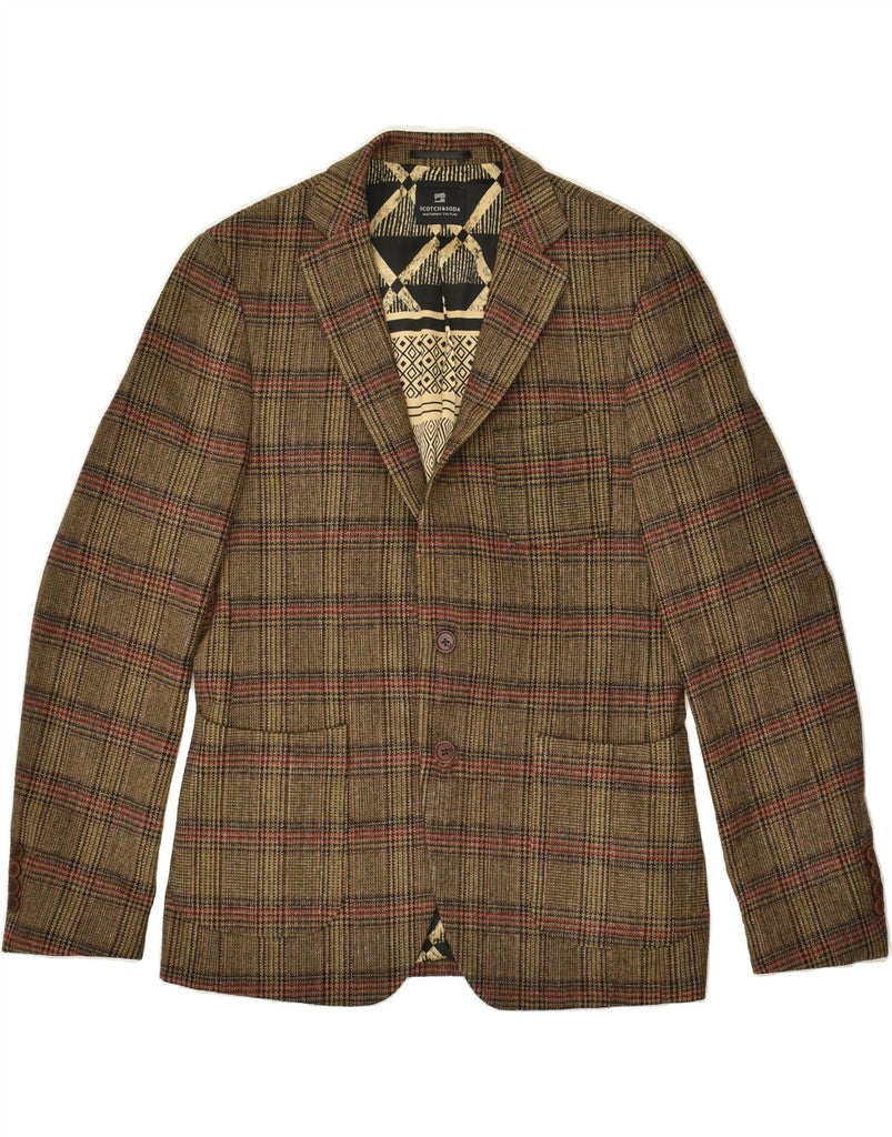 SCOTCH & SODA Mens 2 Button Blazer Jacket UK 38 Medium Brown Check | Vintage Scotch & Soda | Thrift | Second-Hand Scotch & Soda | Used Clothing | Messina Hembry 