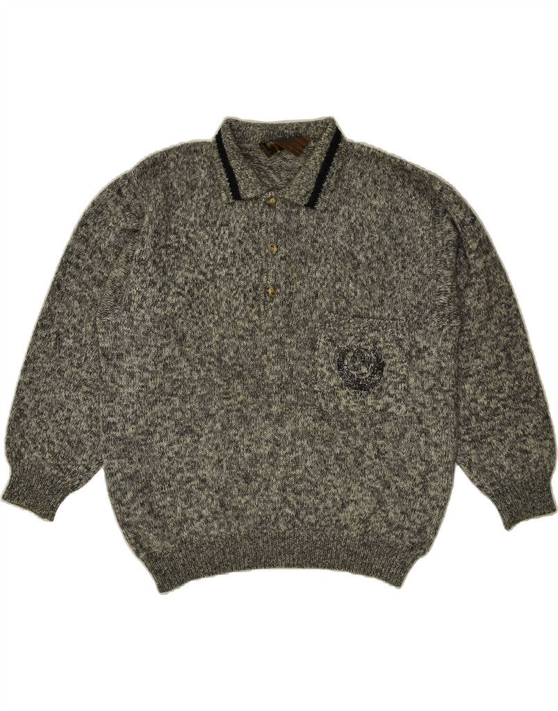 ROCCOBAROCCO Mens Polo Neck Jumper Sweater XL Grey Flecked | Vintage Roccobarocco | Thrift | Second-Hand Roccobarocco | Used Clothing | Messina Hembry 