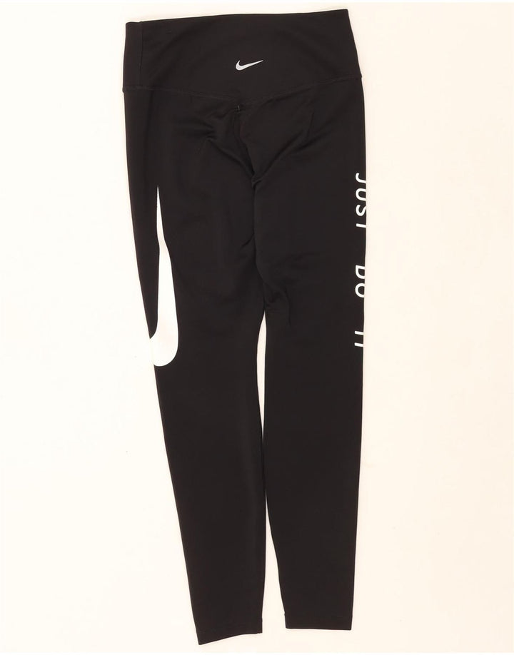 Nike Womens Dri Fit Graphic Crop Leggings UK 8 Small  Black Polyester