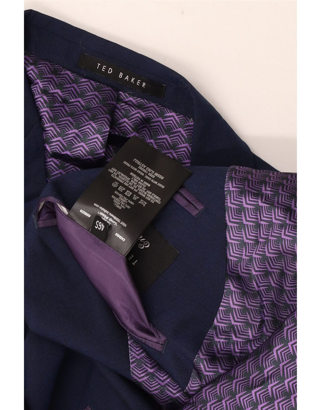 Ted Baker Mens 2 Button Blazer Jacket UK 46 3XL Navy Blue Wool