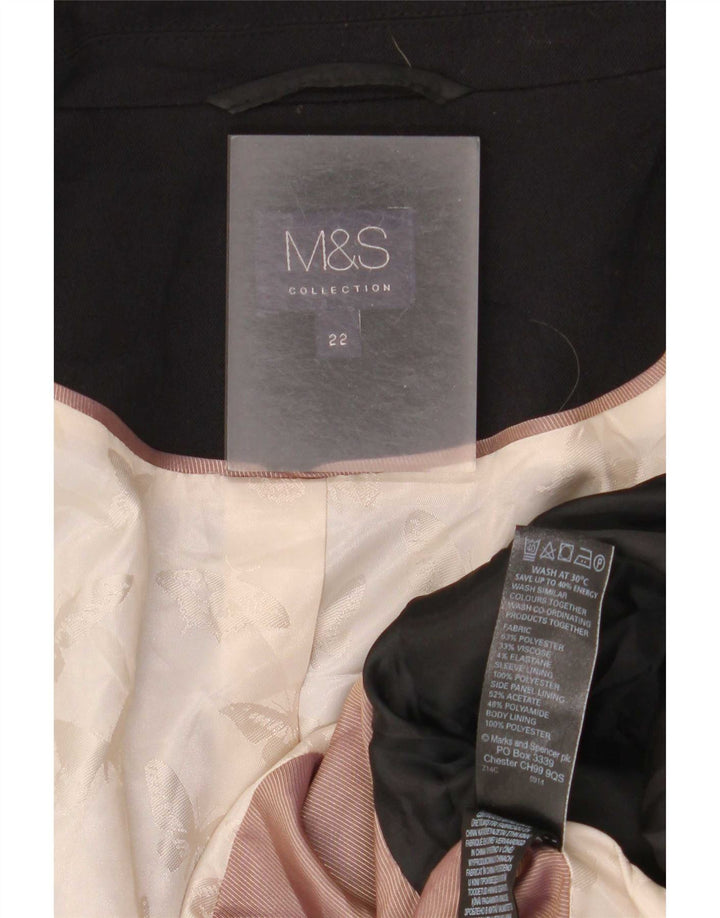Marks & Spencer Womens 1 Button Blazer Jacket UK 22 3XL Black Polyester