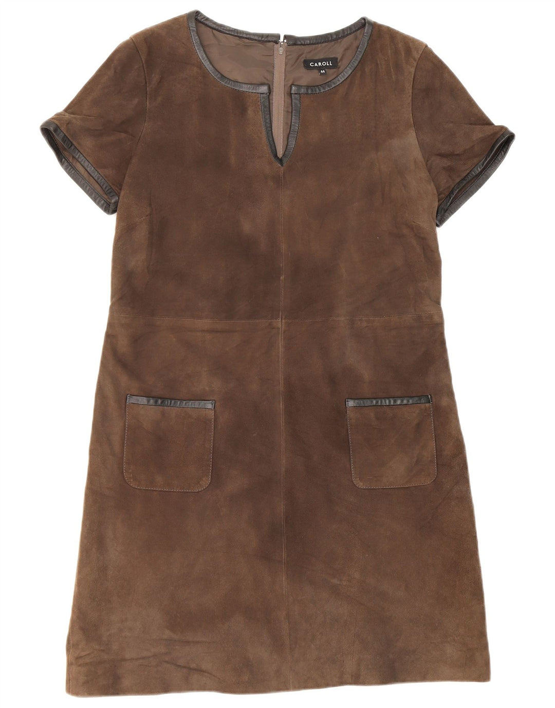Vintage Womens Suede Shift Dress IT 44 Medium Brown