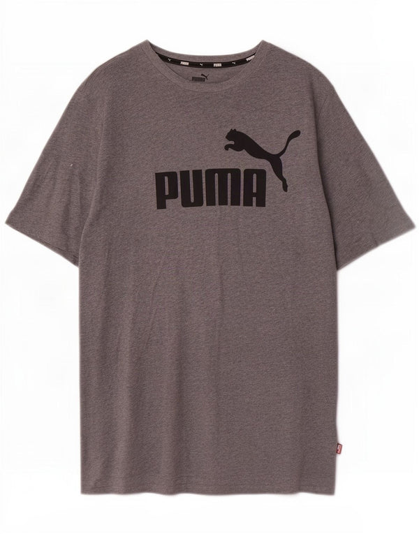 Puma Mens Graphic T-Shirt Top Large Grey Flecked Cotton