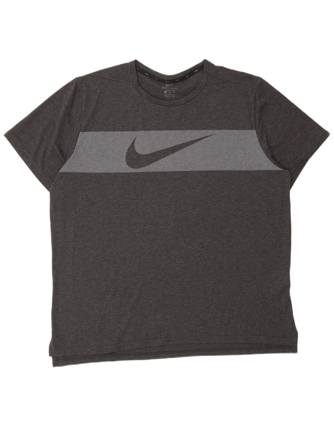 NIKE Mens Dri Fit Graphic T-Shirt Top 2XL Grey Pinstripe Cotton