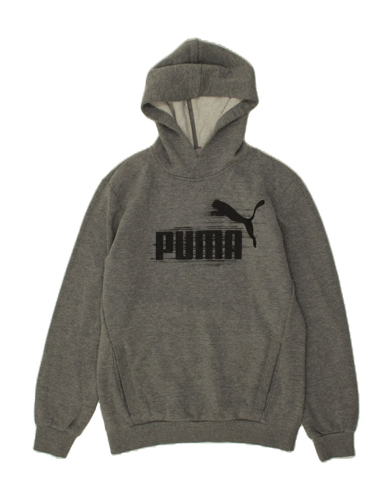 PUMA Boys Graphic Hoodie Jumper 13-14 Years Grey Vintage Puma and Second-Hand Puma from Messina Hembry 