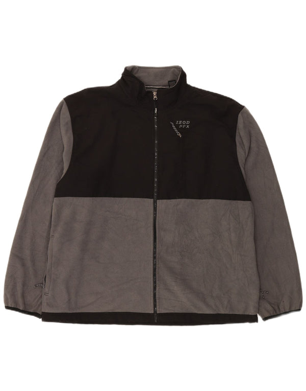 IZOD Mens Fleece Jacket UK 44 2XL Grey Colourblock Polyester